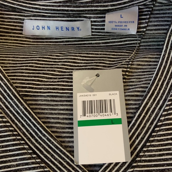 4 for $10!!! NWT John Henry Striped V-Neck Tshirt - Picture 3 of 3